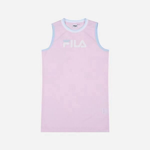 Fila Mesh Sleeveless Women's Dresses - Pink,NZ 361-24031